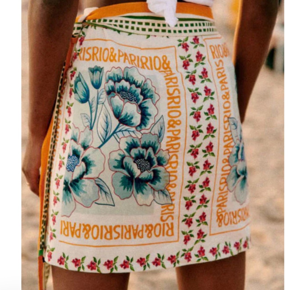 Women’s Vacay Mood On Floral.Printed Wrap Mini Skirt various - Picture 3 of 6